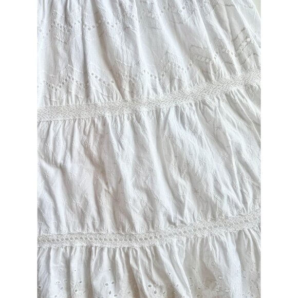 Girls' ZARA White Cotton Poplin Embroidered Eyelet Tiered Maxi Dress, Size 11-12 - Picture 8 of 14